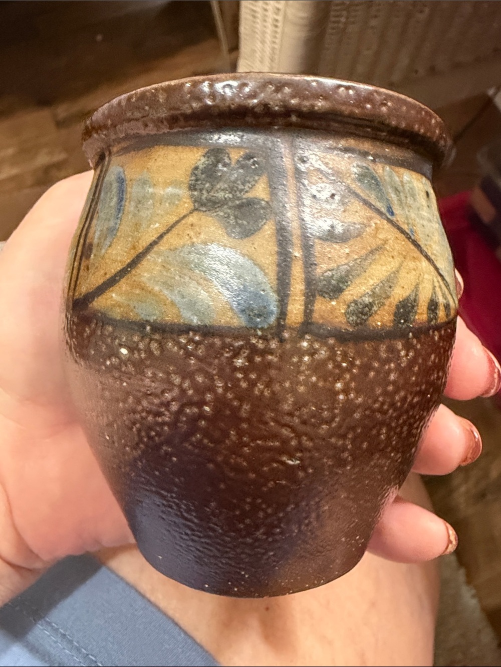 Signed Eldreth redware pottery hand painted - Picture 7 of 7
